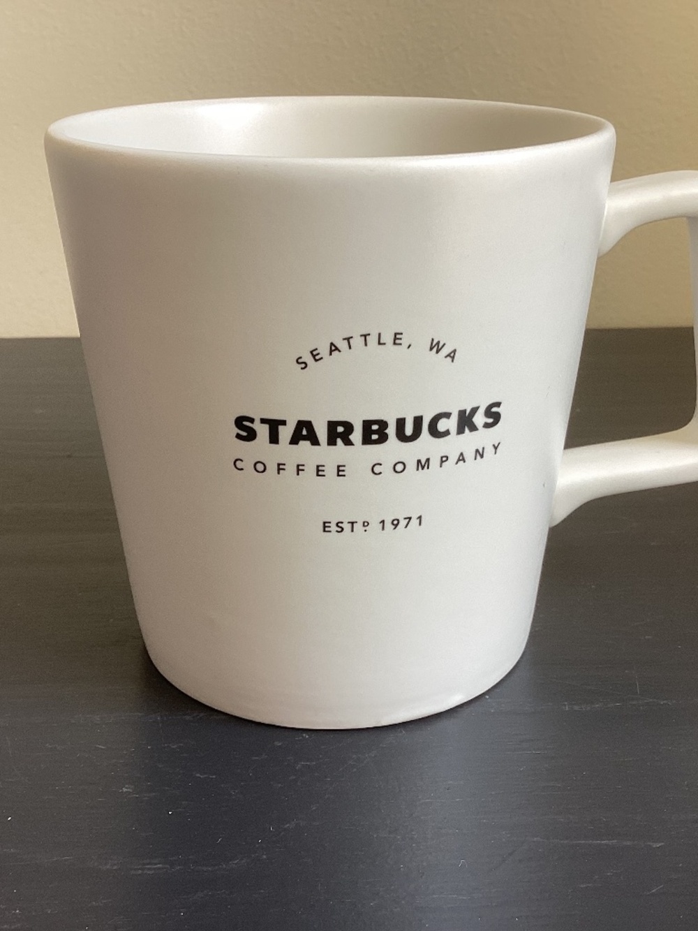 NWOT 1971 Starbucks Seattle, WA Coffee Mug 18oz White Ceramic Black Logo